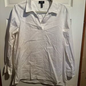 Jones New York White Button-Up Poplin Shirt